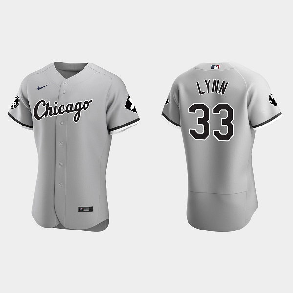 Men's #33 Lance Lynn Chicago White Sox MR Patch Gray Flex Base Jersey