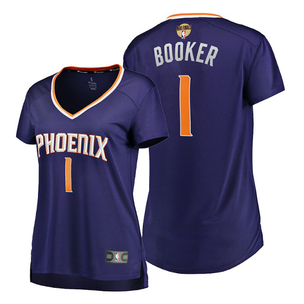 Phoenix Suns #1 Devin Booker Women 2021 NBA Finals Bound Purple Jersey Replica