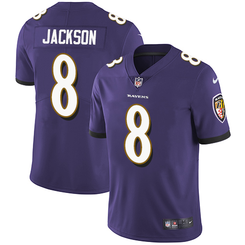 Nike Baltimore Ravens #8 Lamar Jackson Purple Team Color Youth Stitched NFL Vapor Untouchable Limited Jersey