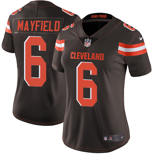 Nike Cleveland Browns #6 Baker Mayfield Brown Team Color Women's Stitched NFL Vapor Untouchable Limited Jersey