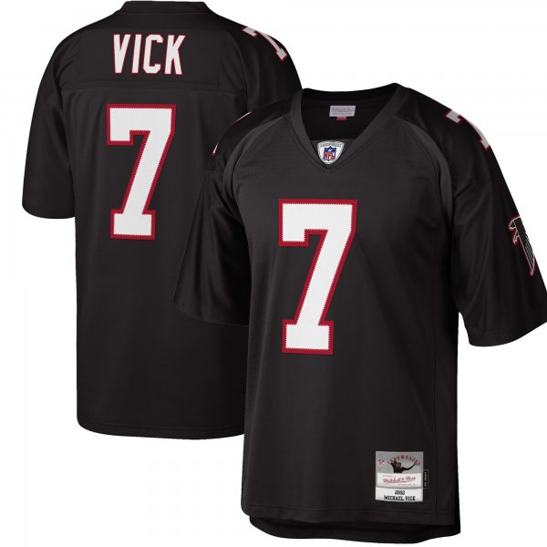 Men's Atlanta Falcons Michael Vick Mitchell & Ness Black Big & Tall 2002 Retired Player Replica Jersey