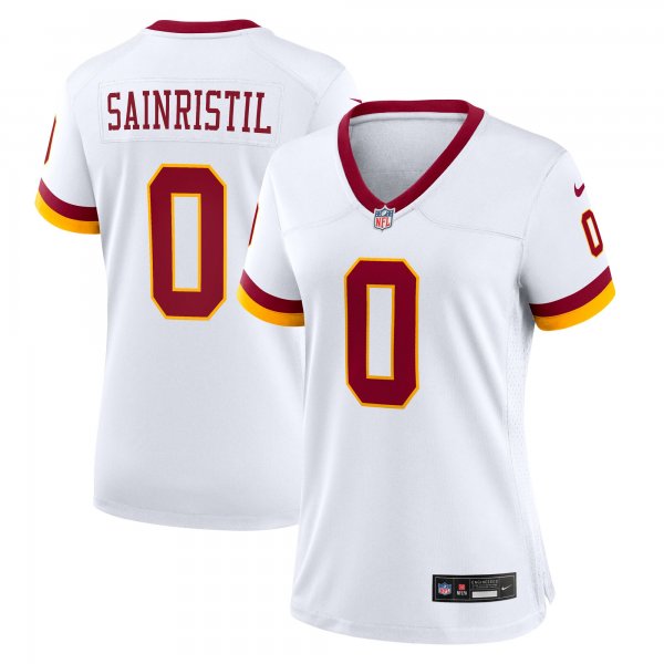 Women's #0 Mike Sainristil Washington Commanders Nike Game Super Bowl Era White Jersey