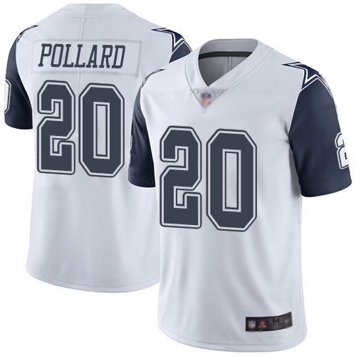 Men's Dallas Cowboys #20 Tony Pollard White Stitched NFL Limited Rush Jersey