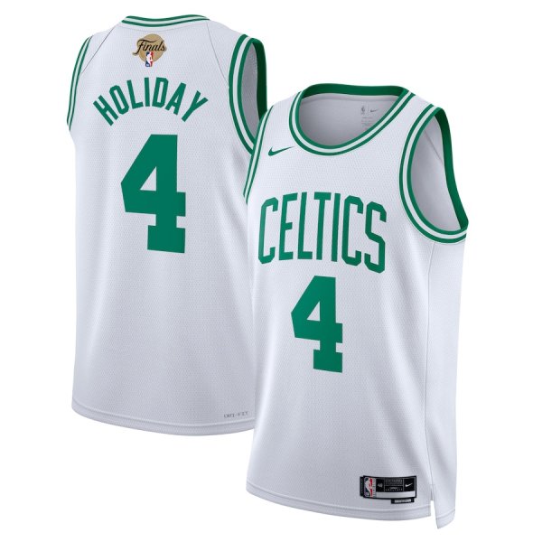 Men's Boston Celtics #4 Jrue Holiday Nike Icon Edition NBA Finals Patch 2024 Swingman White Jersey