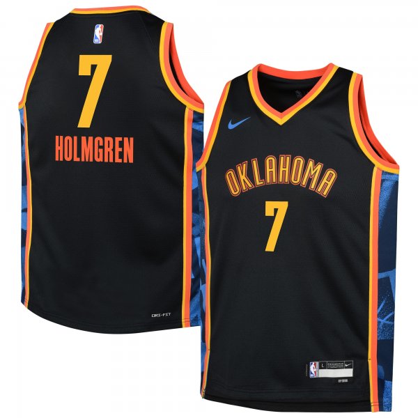 Chet Holmgren #7 Oklahoma City Thunder Nike Youth 2024/25 Swingman City Edition Black Player Jersey