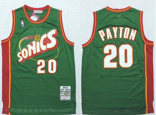 Mitchell And Ness Men's Oklahoma City Thunder #20 Gary Payton Green SuperSonics Stitched NBA Jersey