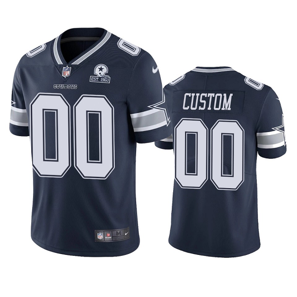 Men's Dallas Cowboys Custom Navy 60th Anniversary Vapor Limited Nike Jersey