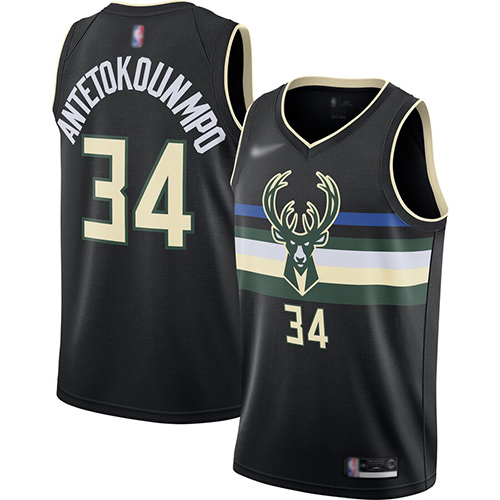 Milwaukee Bucks #34 Giannis Antetokounmpo Black NBA Swingman Statement Edition 2019/2020 Jersey