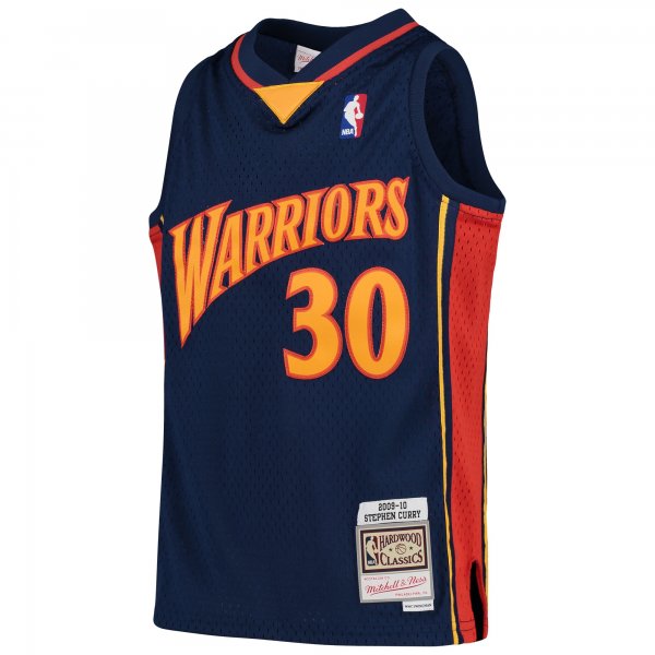 Youth Golden State Warriors Stephen Curry Mitchell & Ness Navy 2009-10 Hardwood Classics Swingman Throwback Jersey