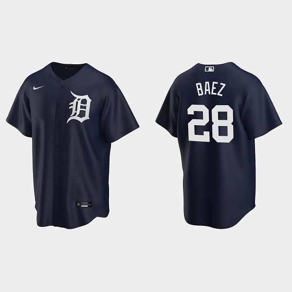 Men's Detroit Tigers #28 Javier Baez Alternate Navy MLB Jersey