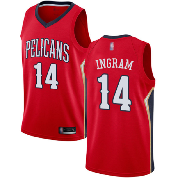 Swingman Men's Brandon Ingram Red Jersey #14 Basketball New Orleans Pelicans Statement Edition