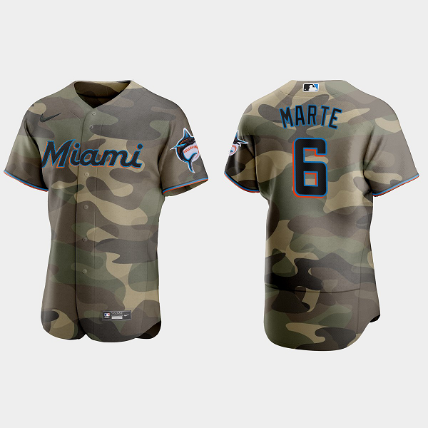 Starling Marte Miami Marlins 2021 National Armed Forces Day MLB Jersey - Camo