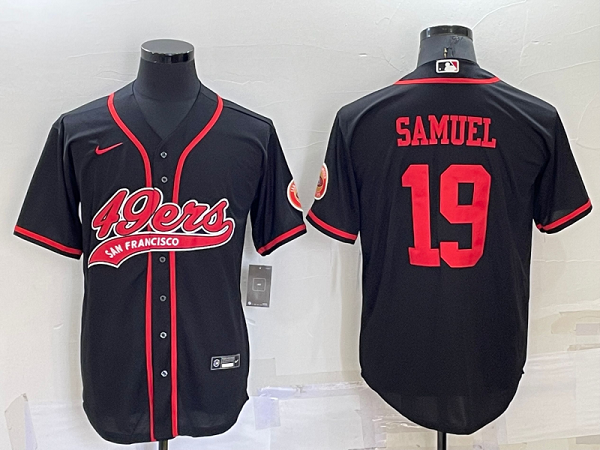 Men's San Francisco 49ers #19 Deebo Samuel Black Stitched Baseball Cool Base Jersey