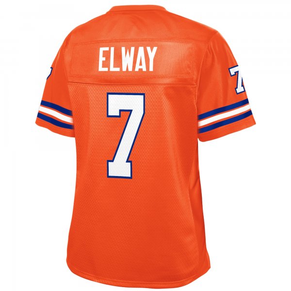 Women's Denver Broncos John Elway NFL Pro Line Orange Retired Player Replica Jersey