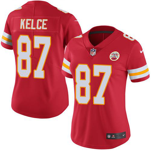 Nike Kansas City Chiefs #87 Travis Kelce Red Women's Stitched NFL Limited Rush Jersey