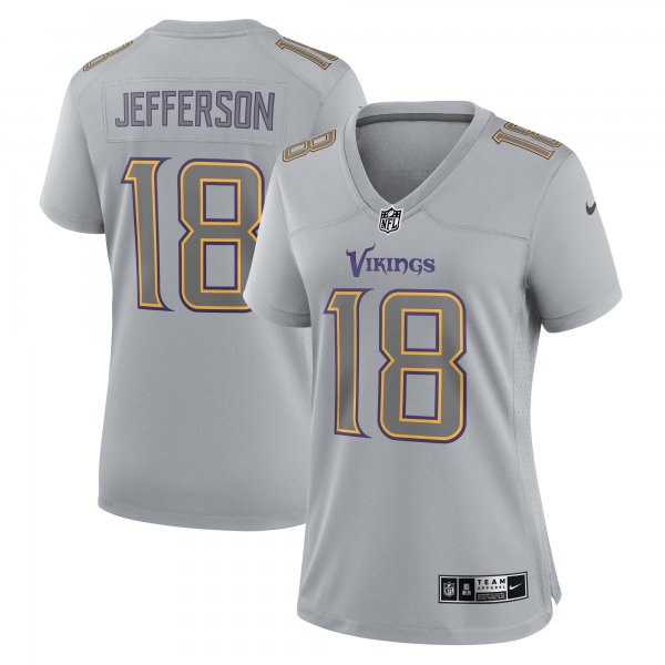 Women's Minnesota Vikings Justin Jefferson Nike Gray Atmosphere Fashion Game Jersey