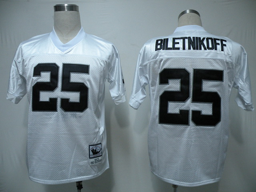 Men's Mitchell And Ness Las Vegas Raiders #25 Fred Biletnikoff White Stitched Throwback NFL Jersey