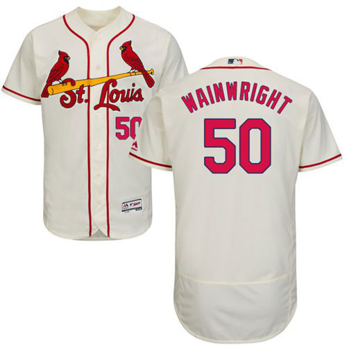 St. Louis Cardinals #50 Adam Wainwright Cream Flexbase Collection Stitched MLB Jersey