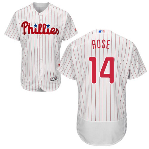 Philadelphia Phillies #14 Pete Rose White(Red Strip) Flexbase Collection Stitched MLB Jersey