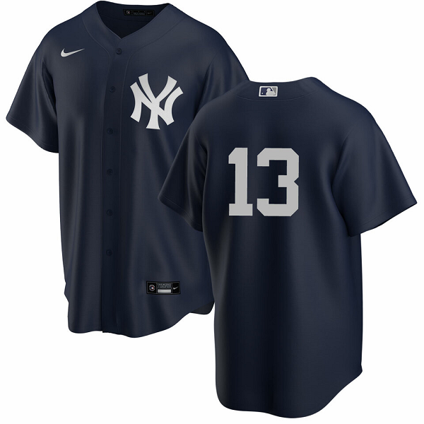 Men's New York Yankees #13 Joey Gallo Nike Black Alternate Cool Base MLB Jersey - No Name