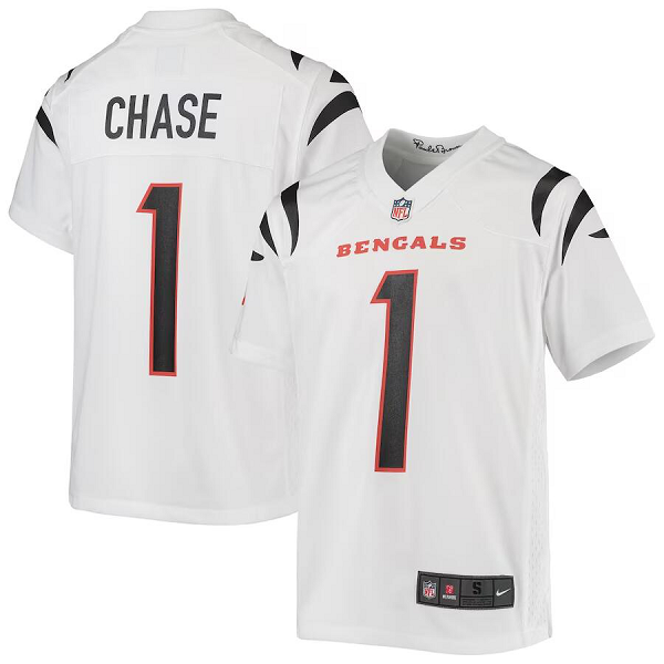 Youth Cincinnati Bengals #1 Ja'Marr Chase Nike White Limited Jersey