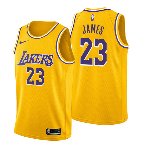 Men's Nike Los Angeles Lakers #23 Lebron James Icon Edition Gold Swingman NBA Jersey