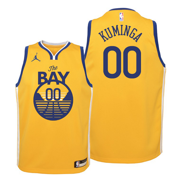 Youth Golden State Warriors #00 Jonathan Kuminga Gold 2021 NBA Statement Edition Jersey