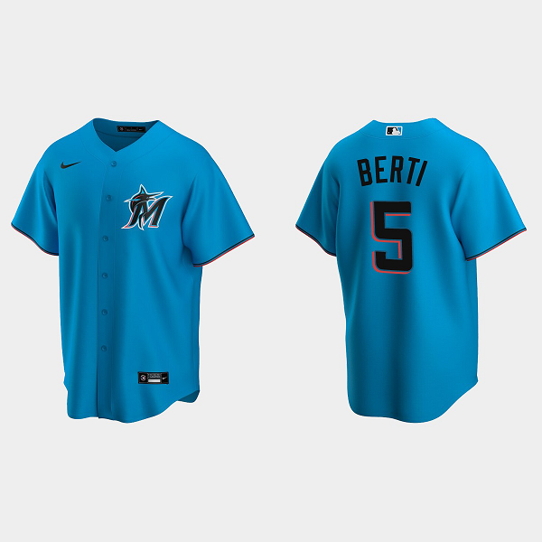 Men's Miami Marlins #5 Jon Berti Alternate Blue MLB Jersey