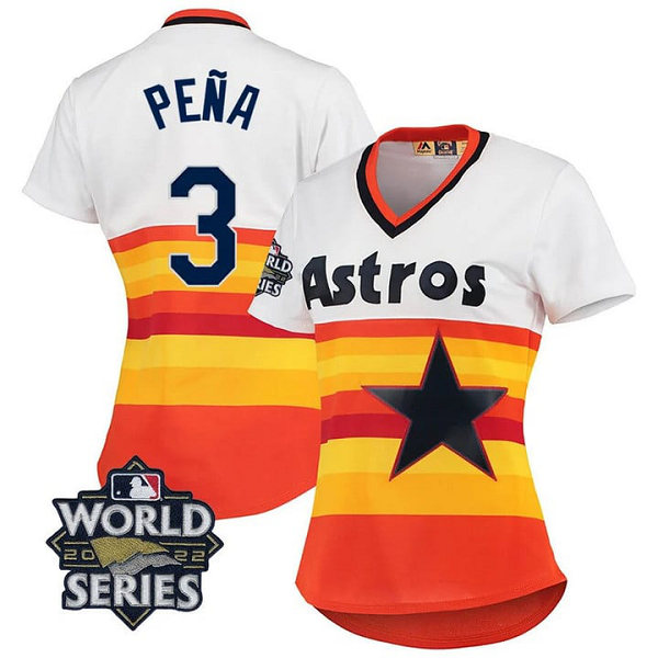 Women's Houston Astros Jeremy Pe?a #3 2022 World Series White Home Cooperstown Collection Jersey