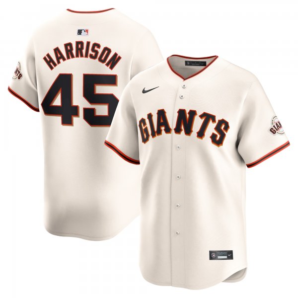 Men's San Francisco Giants #45 Kyle Harrison Nike Cream Home Limited Player Jersey