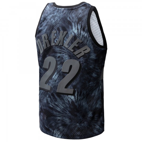 Men's Portland Trail Blazers Clyde Drexler Mitchell & Ness Black Hardwood Classics 1991/92 Tie-Dye Swingman Jersey