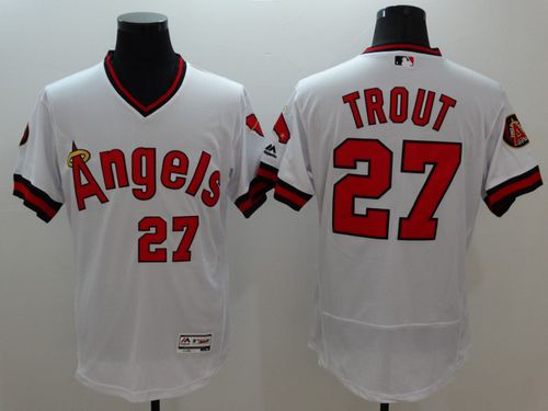 Los Angeles Angels of Anaheim #27 Mike Trout White Flexbase Collection Cooperstown Stitched MLB Jersey