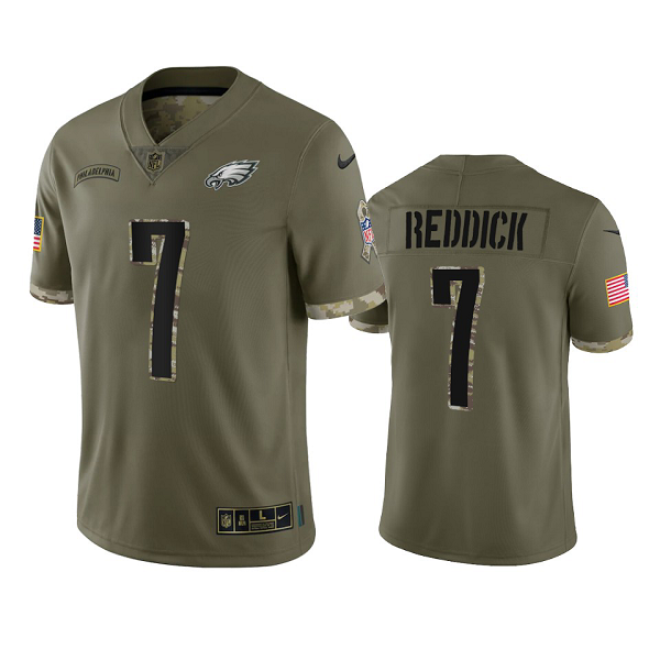 Philadelphia Eagles Haason Reddick Olive 2022 Salute To Service Jersey #7