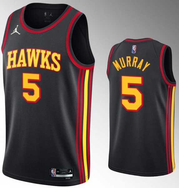 Youth Atlanta Hawks #5 Dejounte Murray 75th Anniversary 2021-22 Statement Edition Black NBA Jersey