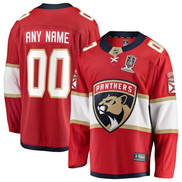 Men's Florida Panthers 2025 Stanley Cup Champions Breakaway Custom Red Jersey