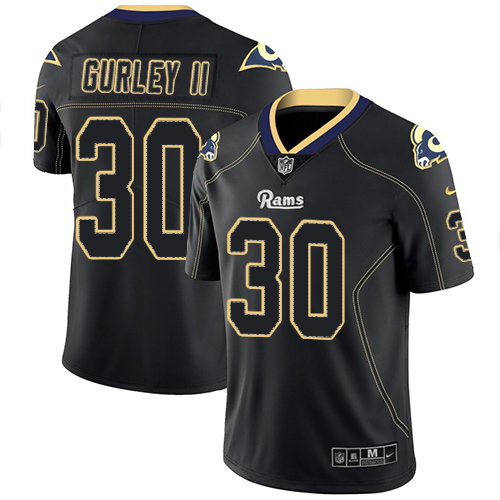 Nike Los Angeles Rams #30 Todd Gurley II Lights Out Black Men's Stitched NFL Limited Rush Jersey