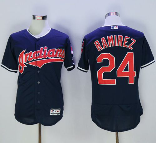 Cleveland Indians #24 Manny Ramirez Navy Blue Flexbase Collection Stitched MLB Jersey