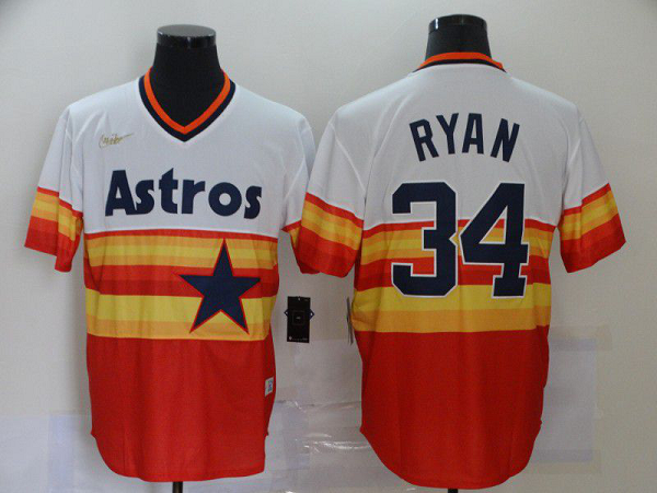 Men's Houston Astros 34 Ryan Orange Game 2021 Nike MLB Jersey