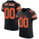 Men's Custom Black Orange-White Mesh Authentic Football Jersey