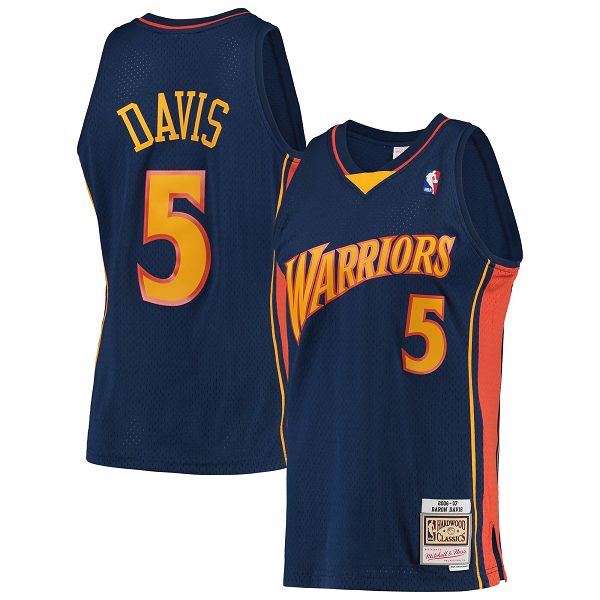 Men's Golden State Warriors #5 Baron Davis Ness Navy 2006-07 Hardwood Classics Swingman Player NBA Jersey