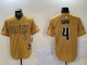 Men's New Orleans Saints #4 Derek Carr Nike Yellow Nola Stitched Baseball Jersey