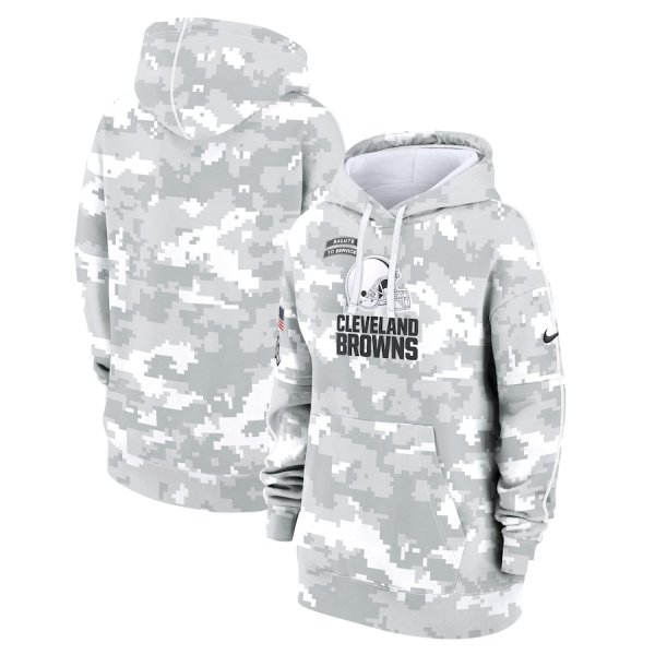 Youth Nike Arctic Camo Cleveland Browns 2024 Salute To Service Club Fleece Pullover Hoodie