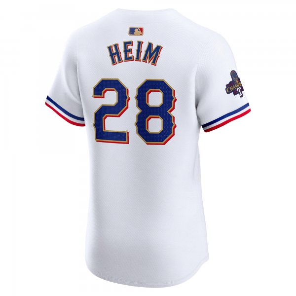 Men's Texas Rangers Jonah Heim Nike White 2024 Gold Collection Elite Player Jersey