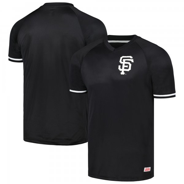 Men's San Francisco Giants Stitches Black Raglan V-Neck Jersey