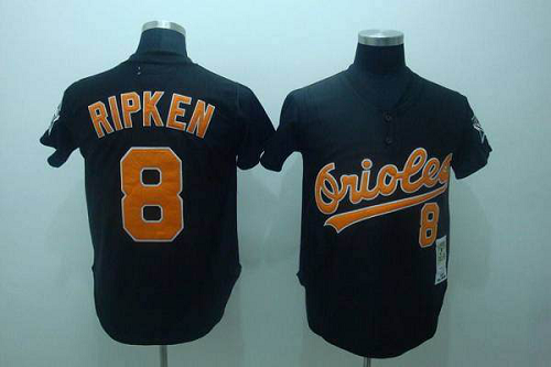 Mitchell And Ness Baltimore Orioles #8 Cal Ripken Stitched Black Throwback MLB Jersey