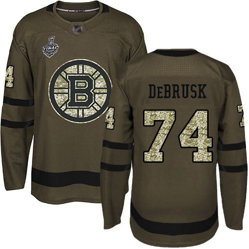 Boston Bruins #74 Jake DeBrusk Green Salute to Service Stanley Cup Final Bound Stitched NHL Jersey