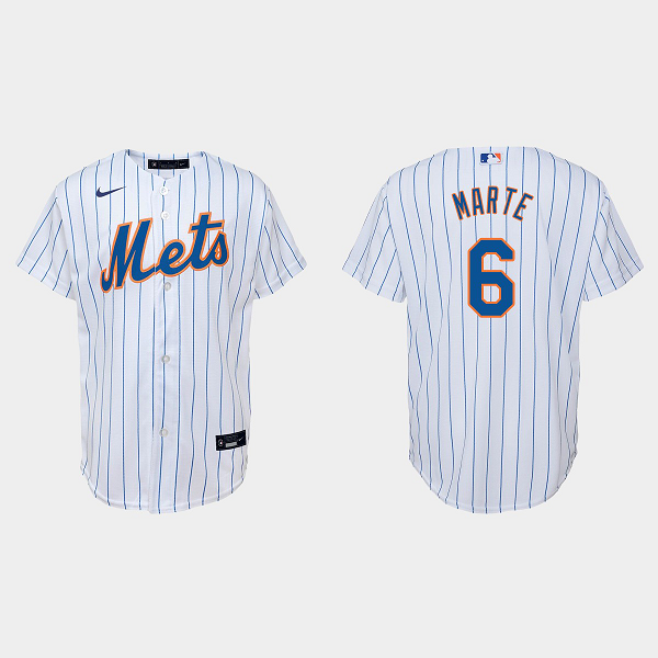 Youth New York Mets #6 Starling Marte White Home MLB Jersey