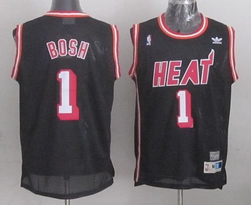 Men's Miami Heat #1 Chris Bosh Black Hardwood Classics Nights Stitched NBA Jersey