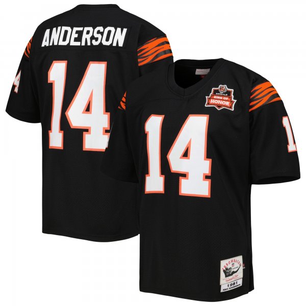 Men's Cincinnati Bengals 1981 Ken Anderson Mitchell & Ness Black Throwback Retired Player Jersey