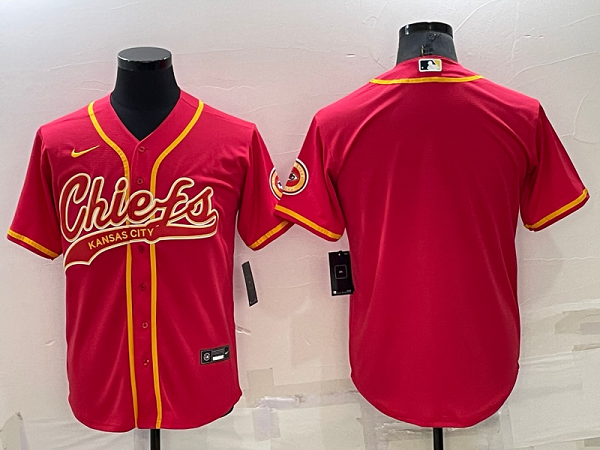 Men's Kansas City Chiefs Blank Red Stitched Baseball Cool Base Jersey